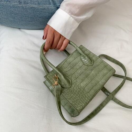 Small Crocodile Pattern Solid Color PU Leather Crossbody Bags For Women 2021 Summer Lady Shoulder Handbags Female Simple Totes