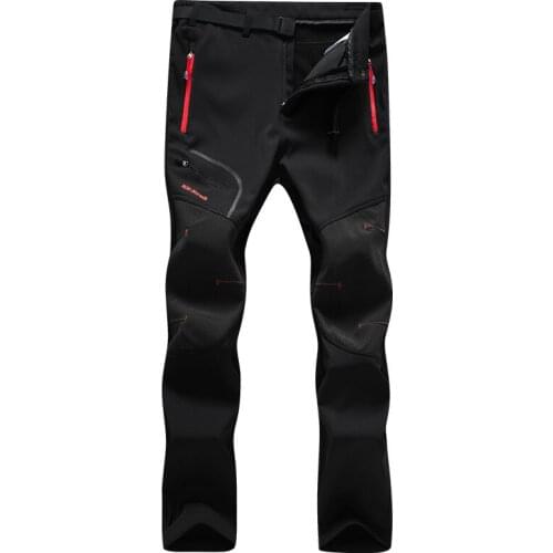Winter Men Fleece Pants Outdoor Waterproof Hiking Pants Mountain Sport Climbing Softshell Trousers Trekking Fishing Trousers