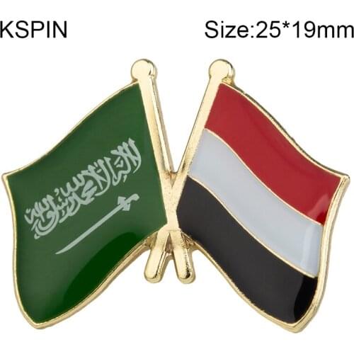 Saudi Arabia & Yeman Friendship Flag Lapel Pins Flag Lapel Pins Country Flag Badge Flag Badge Brooch XY0486