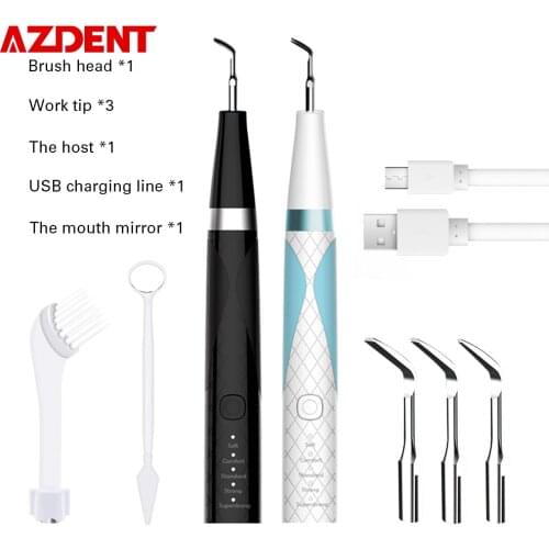 AZDENT USB 4 Modes Dental Scaler Calculus Remover Electric Ultrasonic Toothbrush Dentist Teeth Whitening Cleaner Stain Tartar