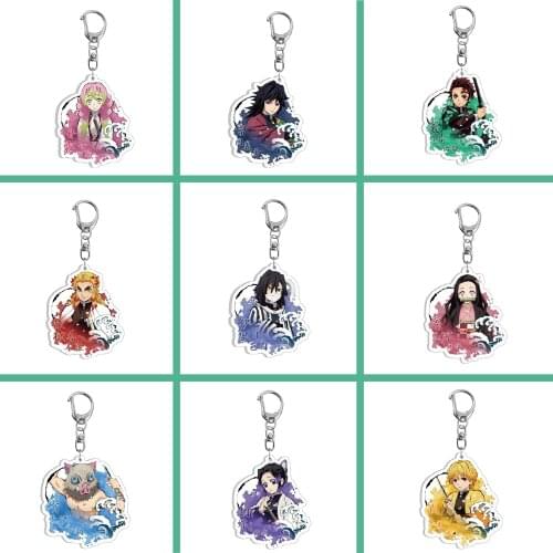 1pc Anime Keychain Demon Slayer Cartoon Figures Acrylic Decorartion Pendant Bag Accessory Chain Nezuko D