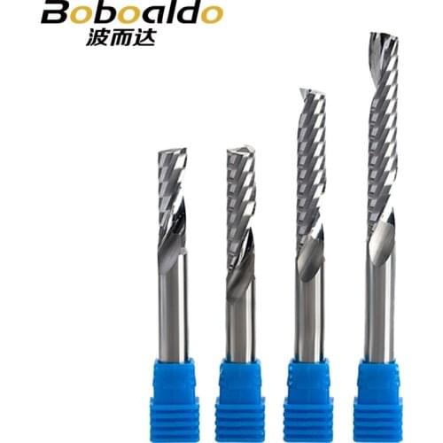 Boboaldo 1pc 8mm Single Flute Spiral Cutter 3A TOP Qualit CNC Router Bits Wood Acrylic PVC MDF End Mill Carbide Milling Cutters