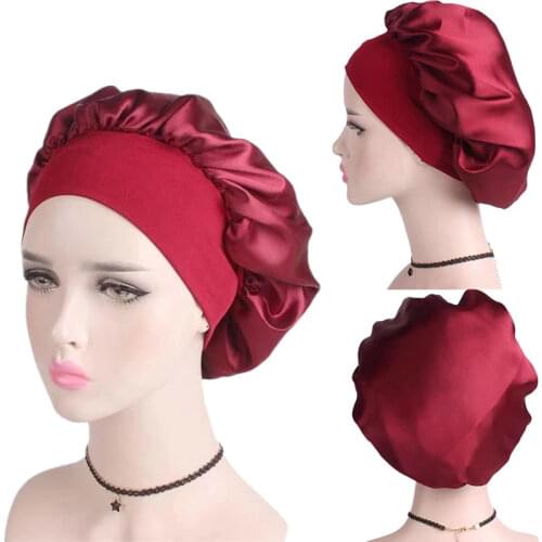 1pc Newly Womens Satin Solid Sleeping Hat Night Sleep Cap Hair Care Bonnet Nightcap for Women Men Unisex Cap Bonnet De Nuit