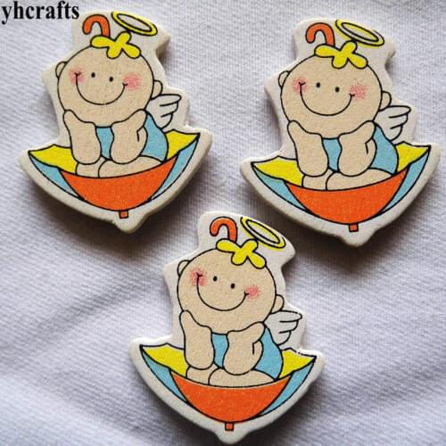 10PCS/LOT Angel baby come wood stickers Kindergarten decorative stickers Kids diy crafts Fridge stickers Wall stickers Wholesale