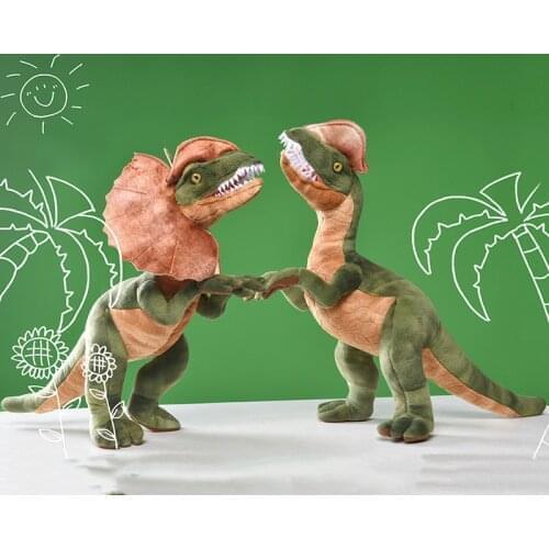 2 pcs Anime Jurassic Park Dilophosaurus Dinosaur Plush Toy Double Crested Lizard Figure Stuffed Toy Cool Kids Gift for Children