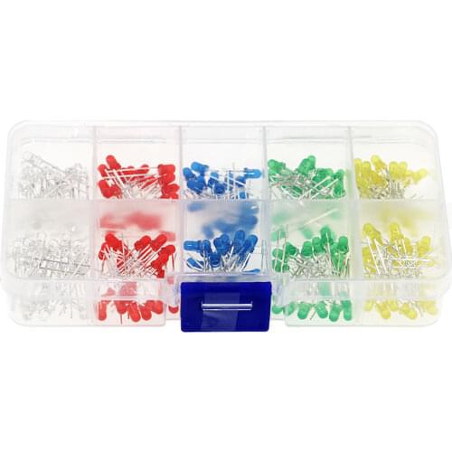 200pcs 3mm 5 colors LED Light Emitting Diode Universal LED Light Assorted Kit DIY LED Diode Set