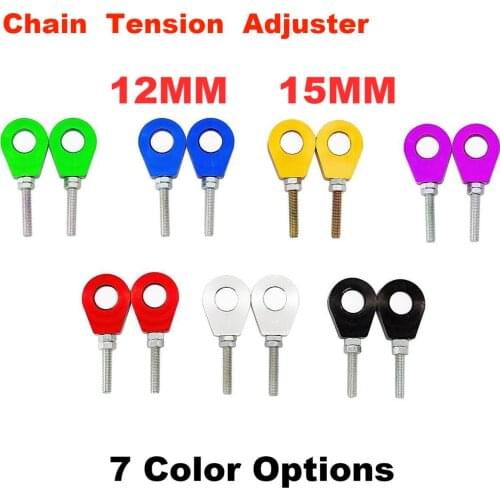 7 Colors 12mm/15mm Rear Wheel Axle Hole Chain Tensioner For Motorcycle CNC Modified Adjuster Accessories