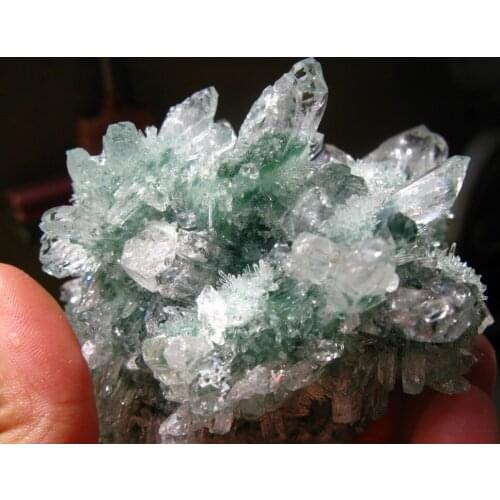 700g new find natural rock green ghost quartz crystal cluster original