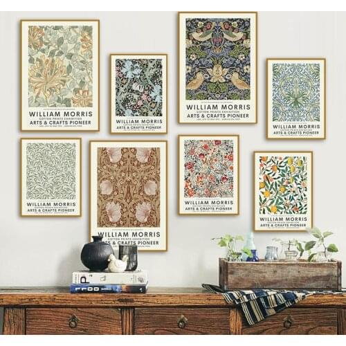 Abstract William Morris Flower Leaf Bird Wall Art Canvas Painting Nordic Posters And Prints Wall Pictures For Living Room Decor