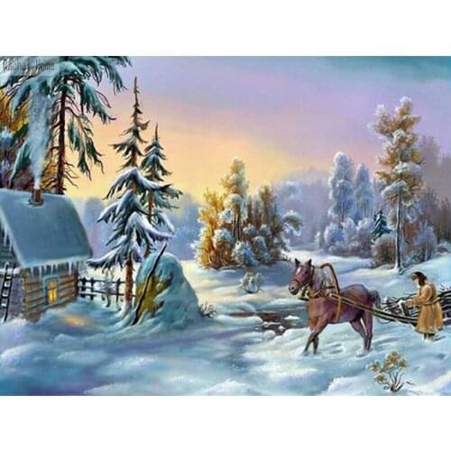 Diamond Embroidery Diy Diamond Painting Cross Stitch Kits Diamond Mosaic Snowy Chalet Full Square Diamond Embroider CS202