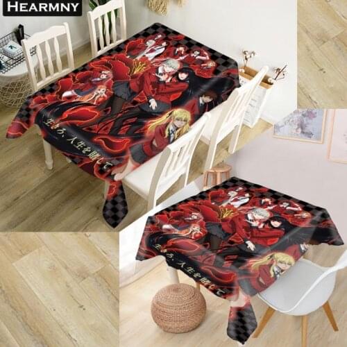 Custom Kakegurui Anime Tablecloth Waterproof Oxford Fabric Square/Rectangular Tablecloth For Wedding Table Cloth Cover TV Covers