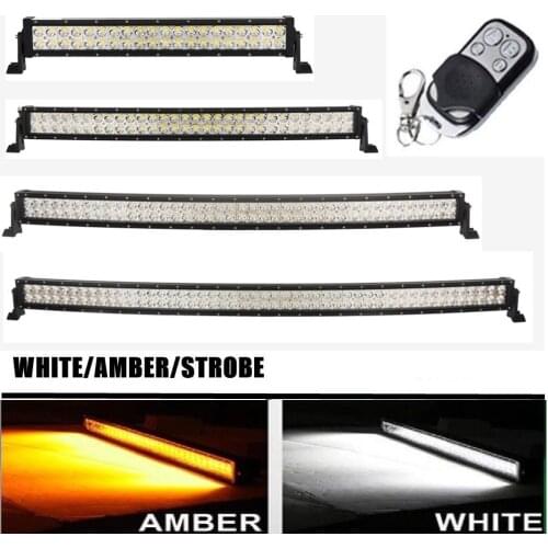 Car Accessories White Amber Curved Led Work Light Bar Remote Control Offroad Bar Lights For Jeep Dodge 4X4 GMC Ford Bumper Roof