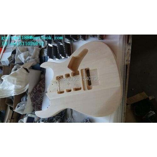 Free shipping new double wave electric guitar basswood body in natural without paint made old+foam box 2095