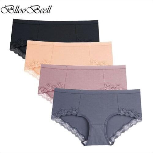 BllooBeell New Women Cotton Underwear Sexy Lace Panties Womens Briefs Mid Low-Rise Girls Pants Ladies Lingerie Comfortable Cute