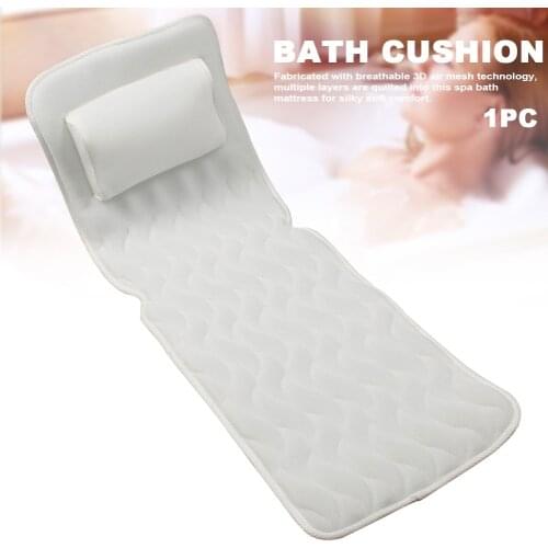 Large Spa Suction Cup Non-Slip Breathable Bath Cushion Soft Bathtub Mat Quick Dry Mattress Super Thick 3D Mesh Layer Home Pillow