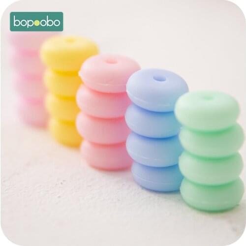 Bopoobo Silicone Abacus Bead 12mm 20pc Children Handmade DIY Toy Food Grade Silicone Abacus Necklace Pearl Silicone Teething