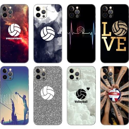 Black tpu case for iphone 5 5s se 2020 6 6s 7 8 plus x 10 XR XS 11 12 mini pro MAX back cover Volleyball Sports