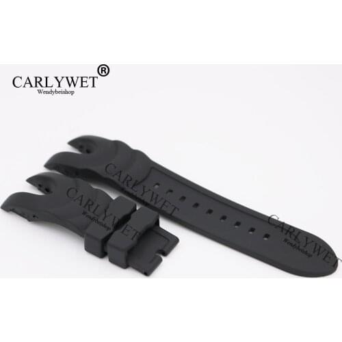CARLYWET 26mm Black Strap Waterproof Rubber Replacement Watch Band Belt Special Popular For Invicta Reserve Collection Style