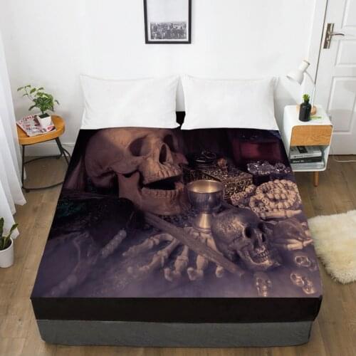 Elastic fitted sheet bed sheet With An Elastic Band 160x200/150x200 Mattress Cover Bed cover 1pc Skull Deadpool Jewellery