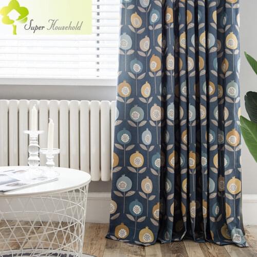 Pastoral style Elegant Window Treatments Curtains For Living Room Creative Print Pomegranate Pattern Kitchen Curtains Drape