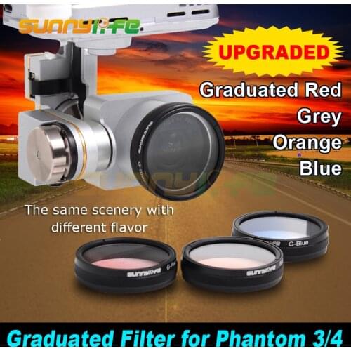 Sunnylife Camera Polarized Filters Graduated Filters Grey/ Red/ Orange/ Blue for DJI Phantom 4/3 Advanced/Professional/Standard
