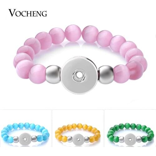 Ginger Snap Jewelry Opal Beads Elastic Stretch Bracelet Colorful for 18mm Vocheng Interchangeable Button 10 Colors NN-609