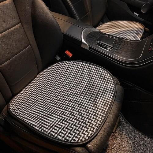 Classic Houndstooth Pattern Car Seat Cover Linen material ,with Bottom Non Slip Backing Protector Cushion Universal Vehicles