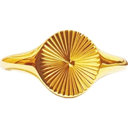 Ring for Men Women Sun Totem Seal Gold Color Titanium Steel Finger Accessories Classic Carve Pattern Jewelry Fashion 2021(GR603)