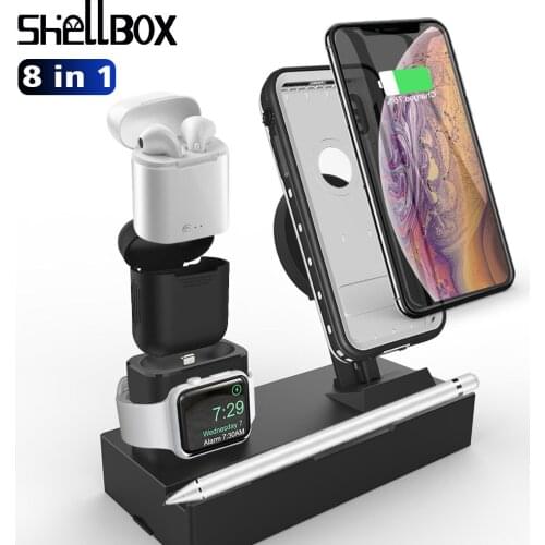 Multifunction Wireless Charger For iPhone 7 8 X XS MAX XR Dock Holder load 8 in 1 Charging Pad Fast Charger Desktop for Airpods