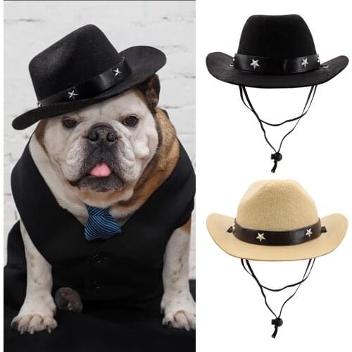 Fashion Dog Cowboy Hat Dogs Cat Outdoor Hats Caps For Small Medium Dogs Cats Headwear Pet Accessories Pitbull