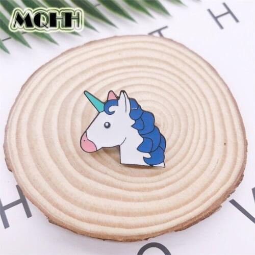 Cartoon cute animal color horse horn enamel brooch pin custom alloy badge cowboy clothes bag accessories sweet jewelry gift
