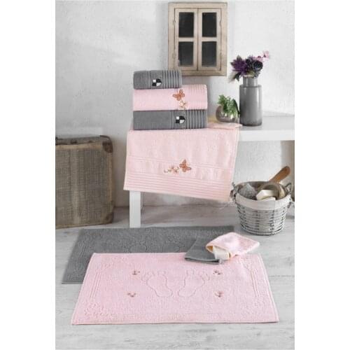 Embroidered Bath Towel Set Bath 8 Pieces Soft Water Absorbent 100% Cotton Quick-dry Towel Bath Super Absorption Spa