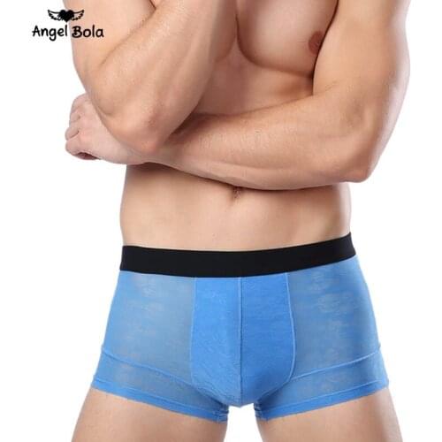 Underwear Mens Boxers Breathable Mesh Hollow Boxer Shorts Sexy Underwear Transparent Men Boxers Father Gifts Drop Shipping