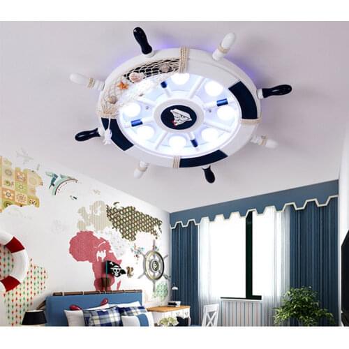 Room new bedroom light creative personality pirate boat rudder cartoon Mediterranean children light kindergarten ceiling light