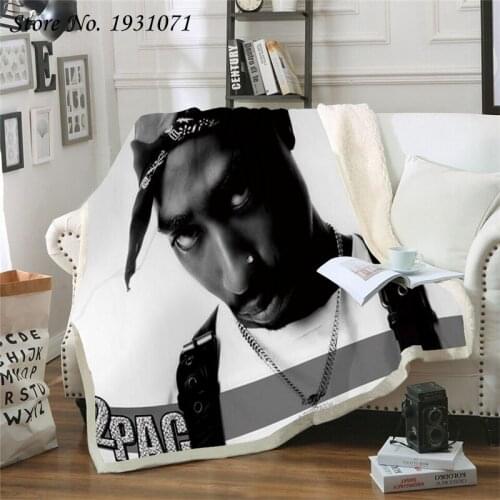NEW 2PAC Rapper Hip Hop 3D Printed Fleece Blanket for Beds Thick Quilt Fashion Bedspread Sherpa Throw Blanket Adults Kids 12