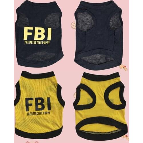 Dog Dress Up Pet Supplies Teddy Clothes FBI Letters Print Spring Summer T-Shirt Pet Vest
