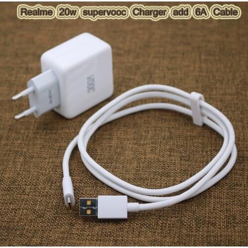 Original Realme 20W SUPERVOOC Fast Charger USB 3.1 Type C VOOC Cable For Realme GT X50 Q2 X2 X7 X50m X50t 7 6 6i 5 Pro OPPO Vivo
