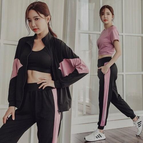 Autumn and winter sports suit womens yoga suit 4-piece set 2020 new quick-drying wicking gym fitness suit