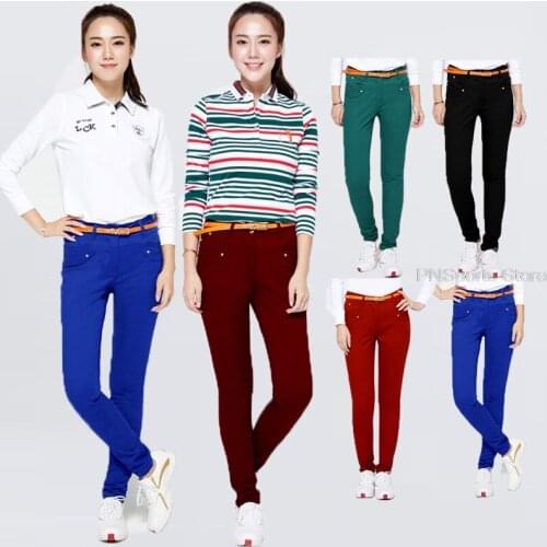 Send Belt !Lady Clothes Autumn Winter Golf Pant Soft Elastic Golf/Tennis Pants Casual Slim Women Trouser Warm Sportswear