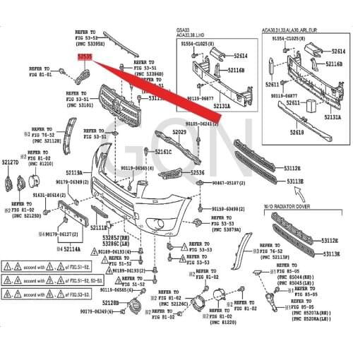 Front bumper right fixing frame 2005-Toy ota VAN GUA RD front and rear bumper center mesh front ear bracket rear bumper buckle