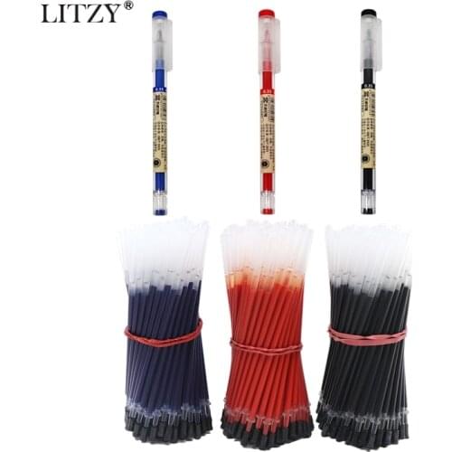 11Pcs/Lot 0.35mm Gel Pen Black/Blue/Red Ink Refills Rods Gel Pen for School Office Exam Supplies Stationery Student Writing Pen