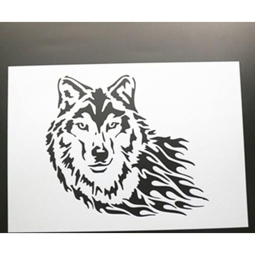 1pc Wolf Painting Template DIY Layering Stencils Painting Scrapbook Coloring Embossing Album Decorative Card Template Reusable