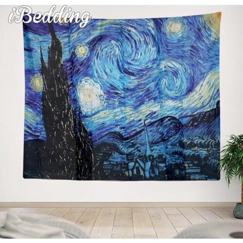 The Starry Night Fabric Tapestry Curtain By Vincent Van Gogh Art High Quality Wall Decor Turtle Sunflower Geometric Abstraction