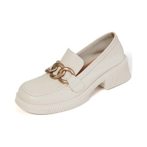 Loafers Women Shoes Pumps Platform Casual Shoes Leather Soft Shoes For Women Medium Heel Daily Footwear Size 34-40