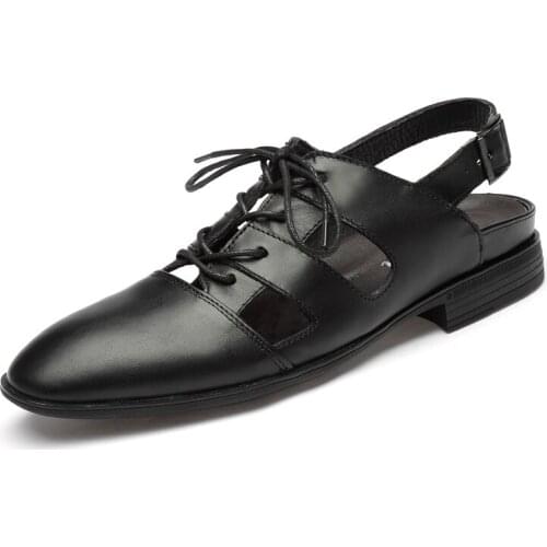 Luxury Quality Hollow Out Genuine Leather Shoes Mens formal sandals 2021 Fashion Soft Comfort lace-up casual business sandals