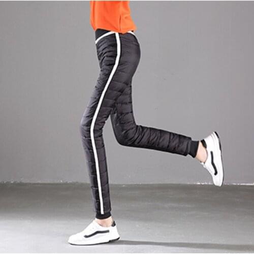 Outdoor double face down pants women warm pencil pants autumn winter thick warm plus size sports climbing camping lady trousers