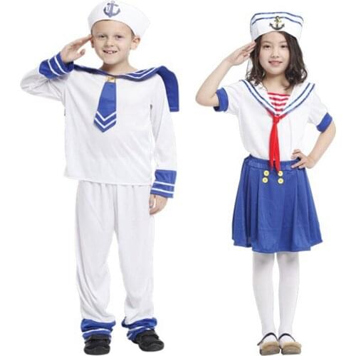 Umorden Halloween Sailor Costume for Boy Girl Navy Uniform Cosplay Kids Child Carnival Christmas Party Dress Up