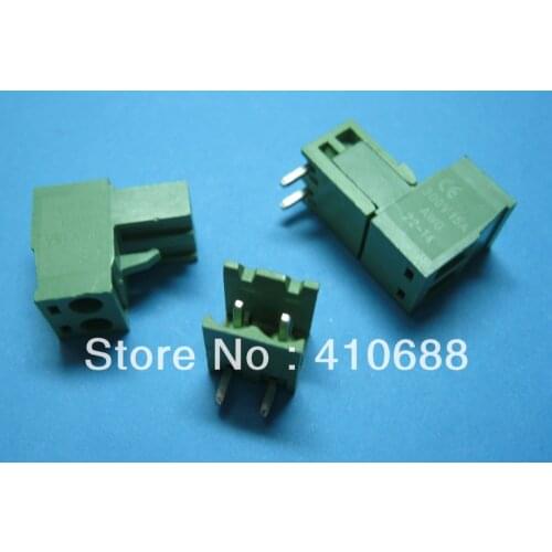 50 Pcs Angle 2way/pin Pitch 5.08mm Screw Terminal Block Connector Pluggable Type Green 2EDCK-2EDCR-5.08