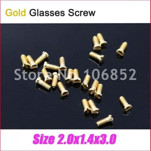 500pcs Gold Color 2.0x1.4x3.0mm Eyeglasses Glasses Hinge Screws Slotted - Head Free Shipping