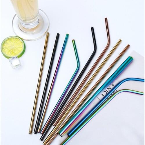 High Quality 304 Stainless Steel Straw Colorful Reusable Drinking Metal Straw Eco Friendly Bar Accessories